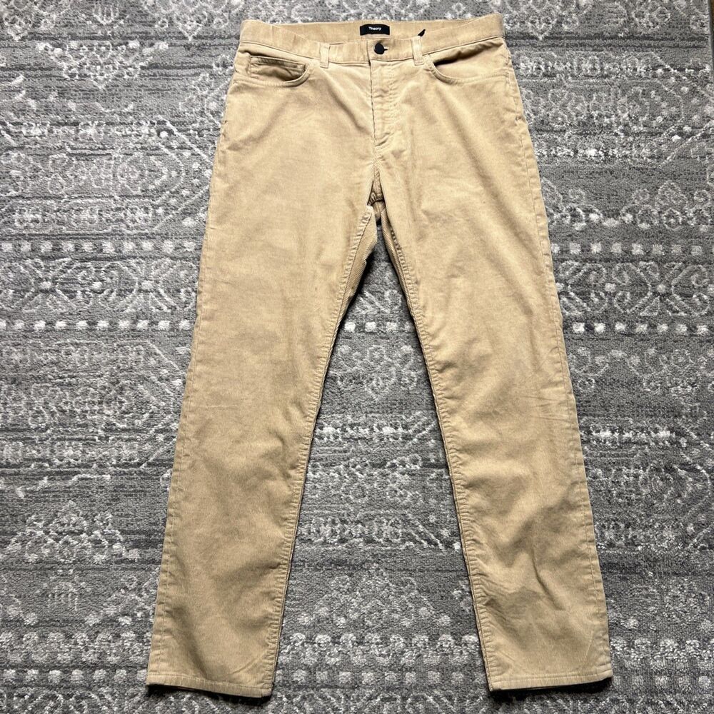 Theory Corduroy 5 Pocket Pants Mens Size 32 x 30 Khaki Straight Leg Cotton